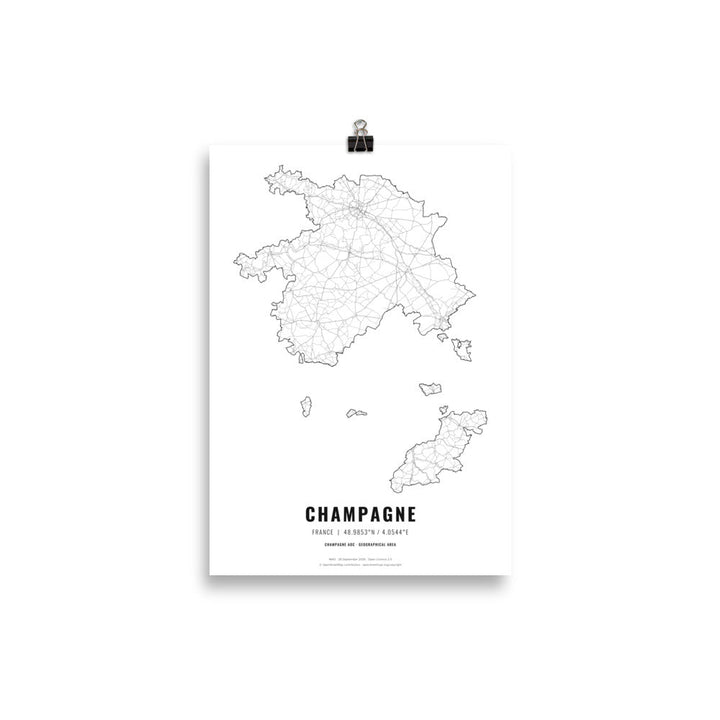The Champagne Wine Map Poster - 21x30 cm - Cocktailored