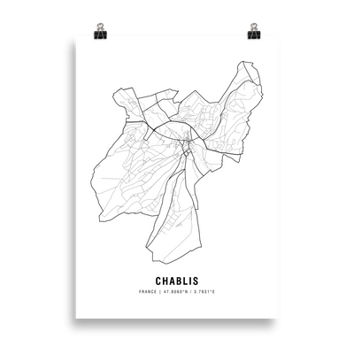 The Chablis Wine Map Poster - 50x70 cm - - Cocktailored