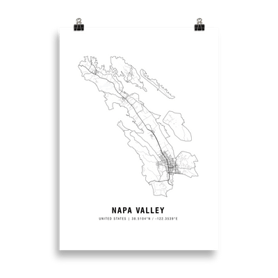 The Napa Valley Wine Map Poster - 50x70 cm - - Cocktailored