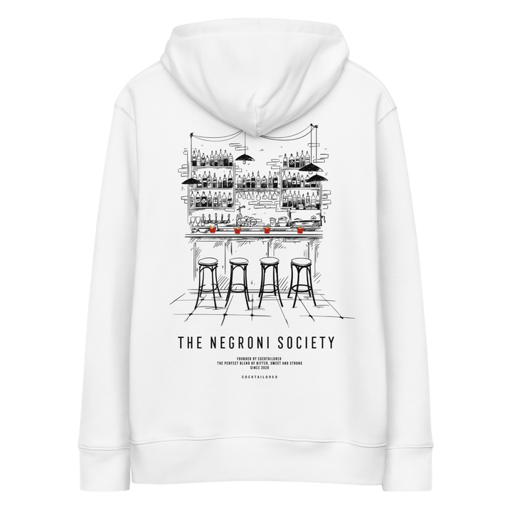The Negroni Society "The Bar" Eco Hoodie - White - Cocktailored